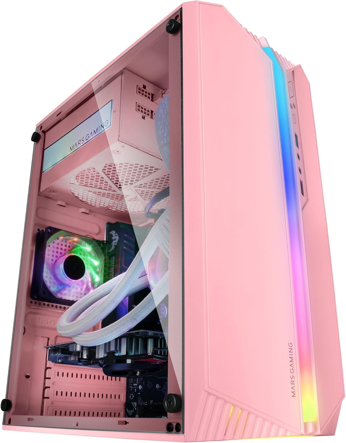 Корпус Mars Gaming MC-S1 / без БЖ / Micro-ATX / Mini-ITX / 1x80mm FRGB / Рожевий, фото №2