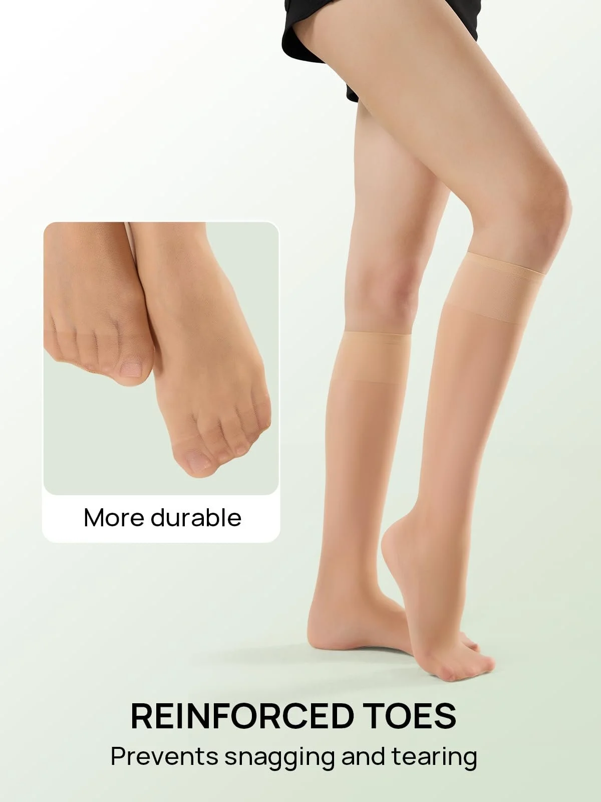 Чулки MANZI Женские прозрачные нейлоновые до колен 15 Denier, 3 пары, фото №4