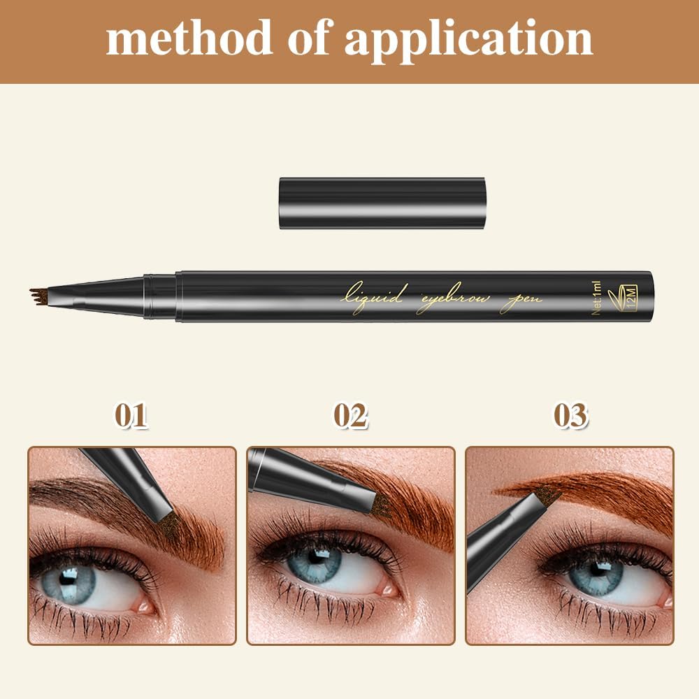 Олівець для брів Magic Microblading 3D Eyebrow 4 Fork Tip Tattoo 3 Pieces Light Brown, фото №5
