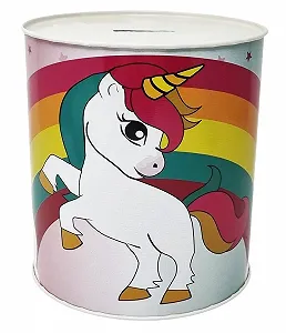 Скарбничка металева Unicorn з веселкою 15 x 13 см Біла - Фото 1
