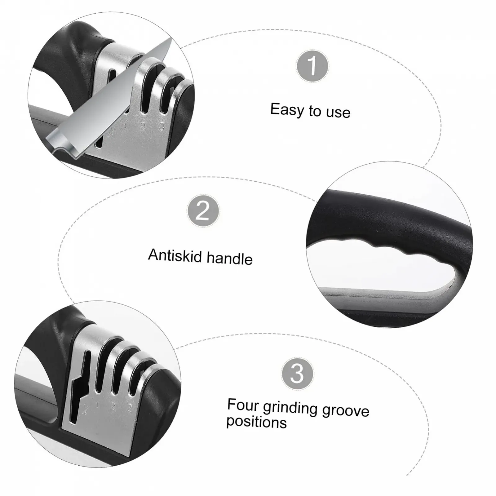 Точилка для ножів Zerodeko ручна з нековзною основою, фото №3