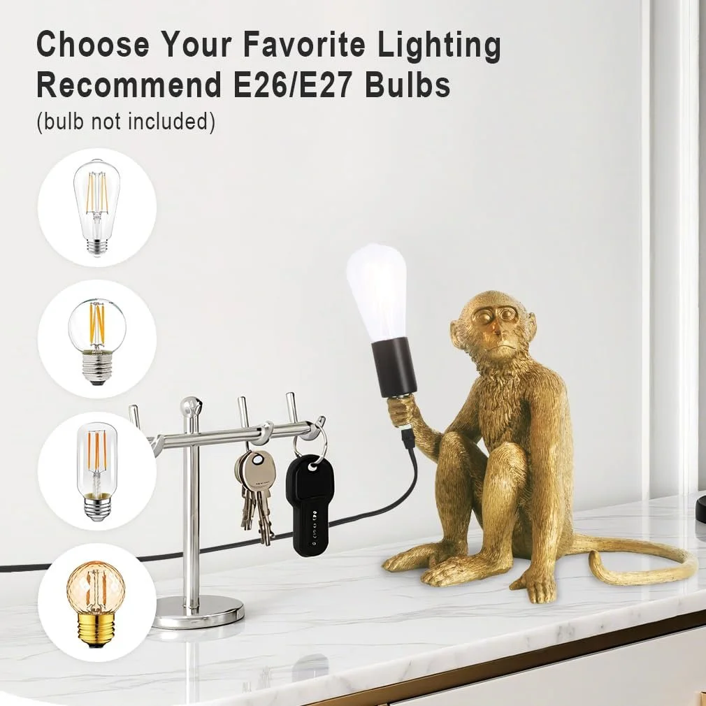 Настільна лампа LED ELINKUME Monkey Resin E27 Золотиста, фото №3