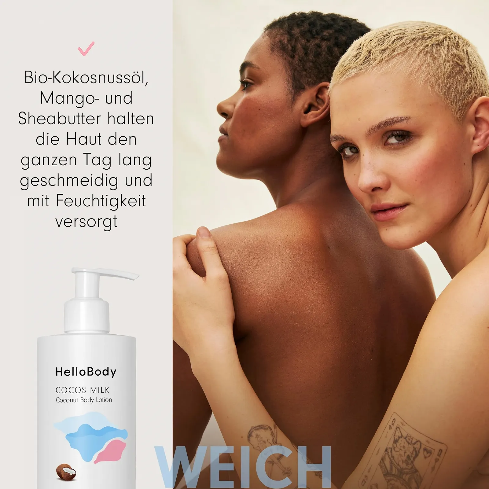 Лосьйон для тіла HelloBody Cocos Milk Зволожуючий 300 мл, фото №3 Лосьйон для тіла HelloBody Cocos Milk Зволожуючий 300 мл, фото №3