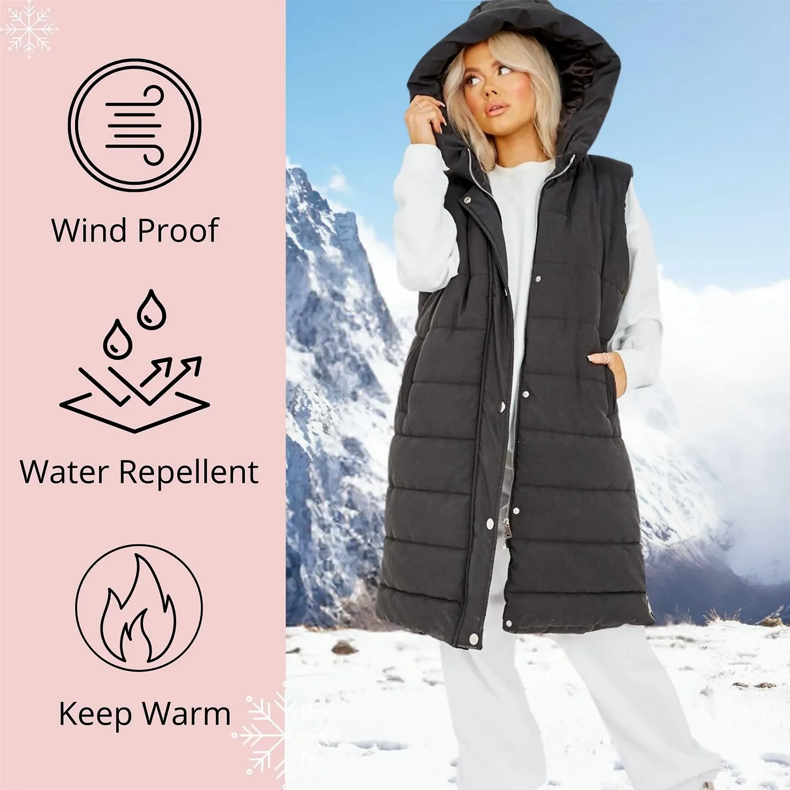 Жіноча стьобана куртка Hamishkane Puffer з капюшоном та жилетом, довга, фото №5