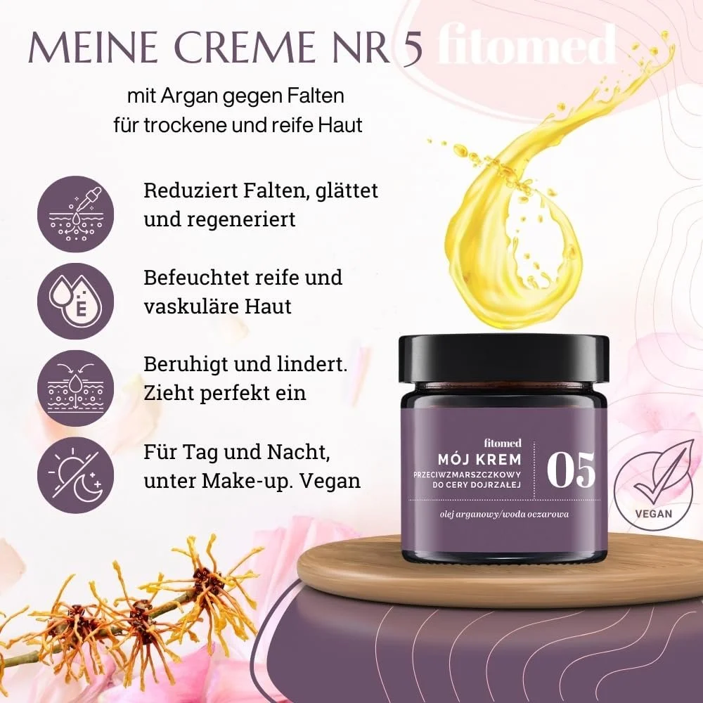 Крем для обличчя Fitomed Naturkosmetik Mature Skin 55 г Веганський Зволожувальний З аргановою олією та гіалуроновою кислотою Проти зморшок, фото №3 Крем для обличчя Fitomed Naturkosmetik Mature Skin 55 г Веганський Зволожувальний З аргановою олією та гіалуроновою кислотою Проти зморшок, фото №3