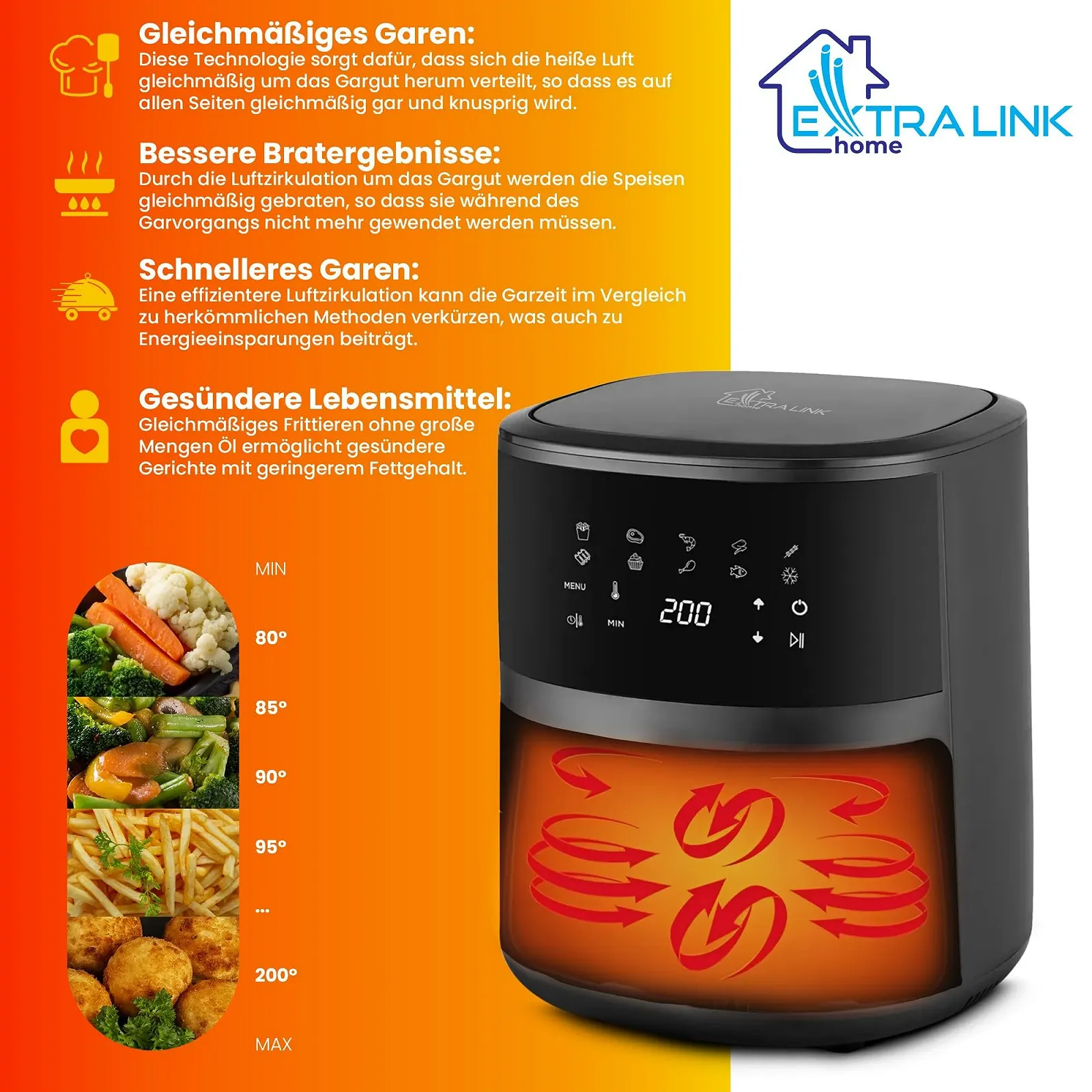 Мультипечь Extralink 4.2 л 1400 Вт 10 функций LED-сенсорный экран, фото №5