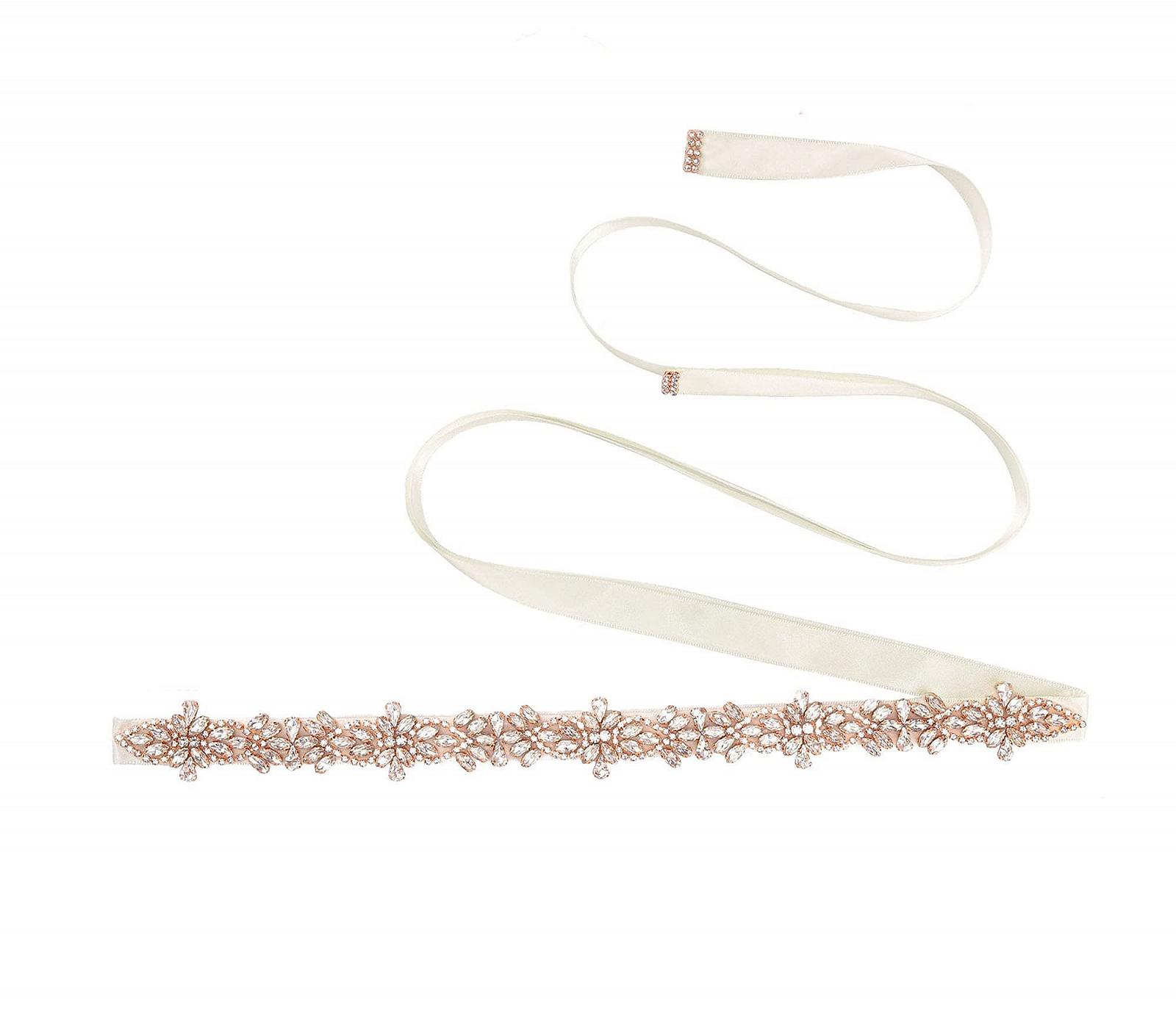 Ремень CHIC DIARY Rhinestone для свадебного платья Rose-Gold, универсальный размер, фото №1