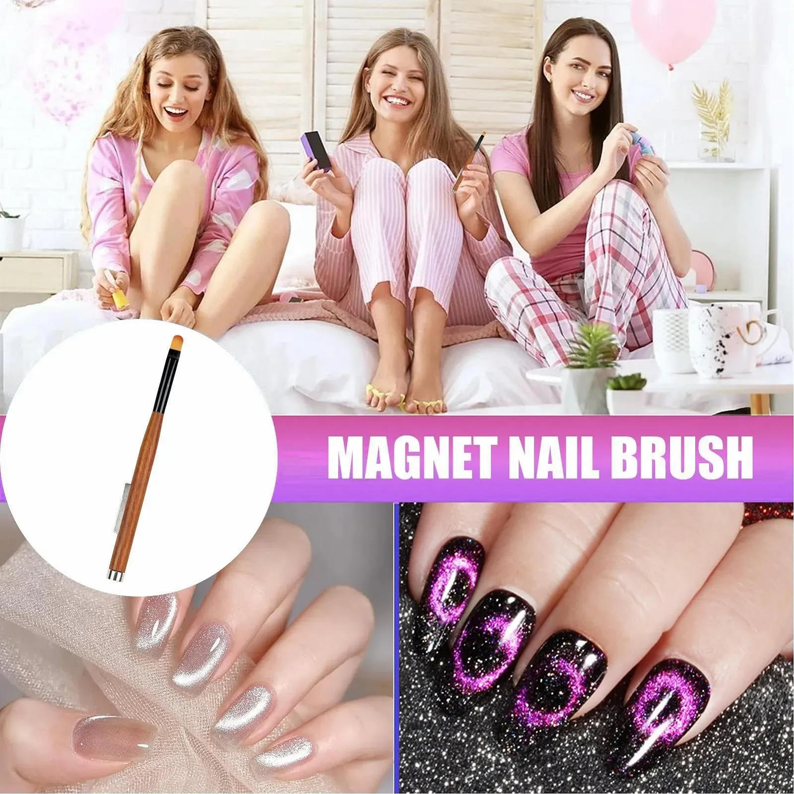 Кисть для акриловых ногтей French Tip Tool Double Head Magnetic Design двухсторонняя магнитная для маникюра, фото №4
