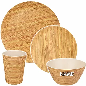 Набір посуду Bamboo Wood Design, 4 предмети - Фото 1