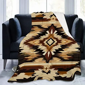 Покривало Фланелева М'яка, Ретро Килим, Текстура, Brown Yellow, 220 x 240 см synthetic.ua - Фото 1