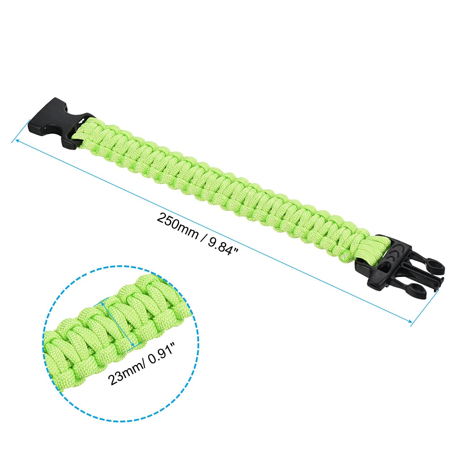 Браслет Paracord Survival PATIKIL Плетений з пластиковою пряжкою Світло-зелений, фото №2