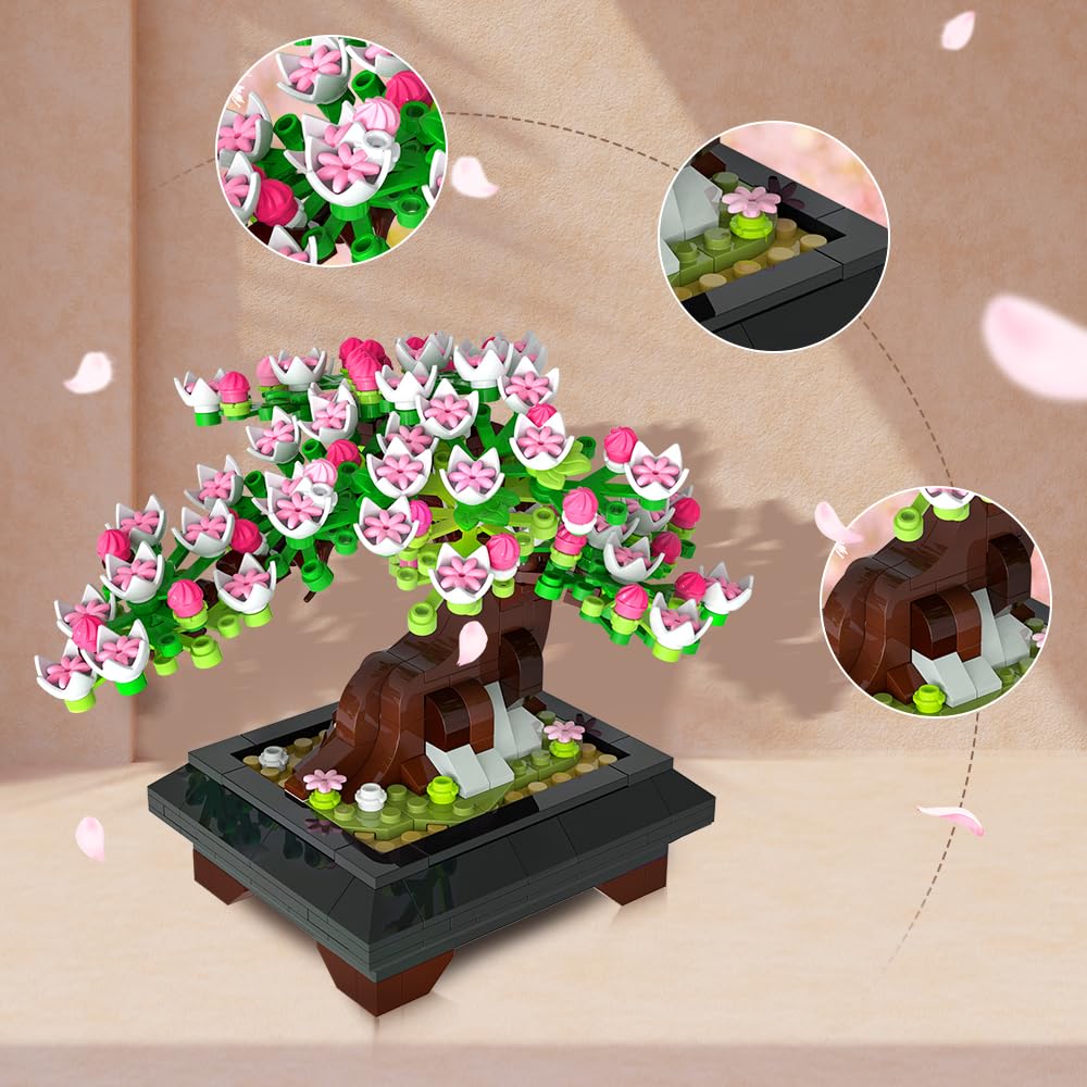 Набор INSOON 4 в 1 Flower Bonsai Tree 612 шт Cherry Blossom Flowers Kit Botanical Series, фото №5