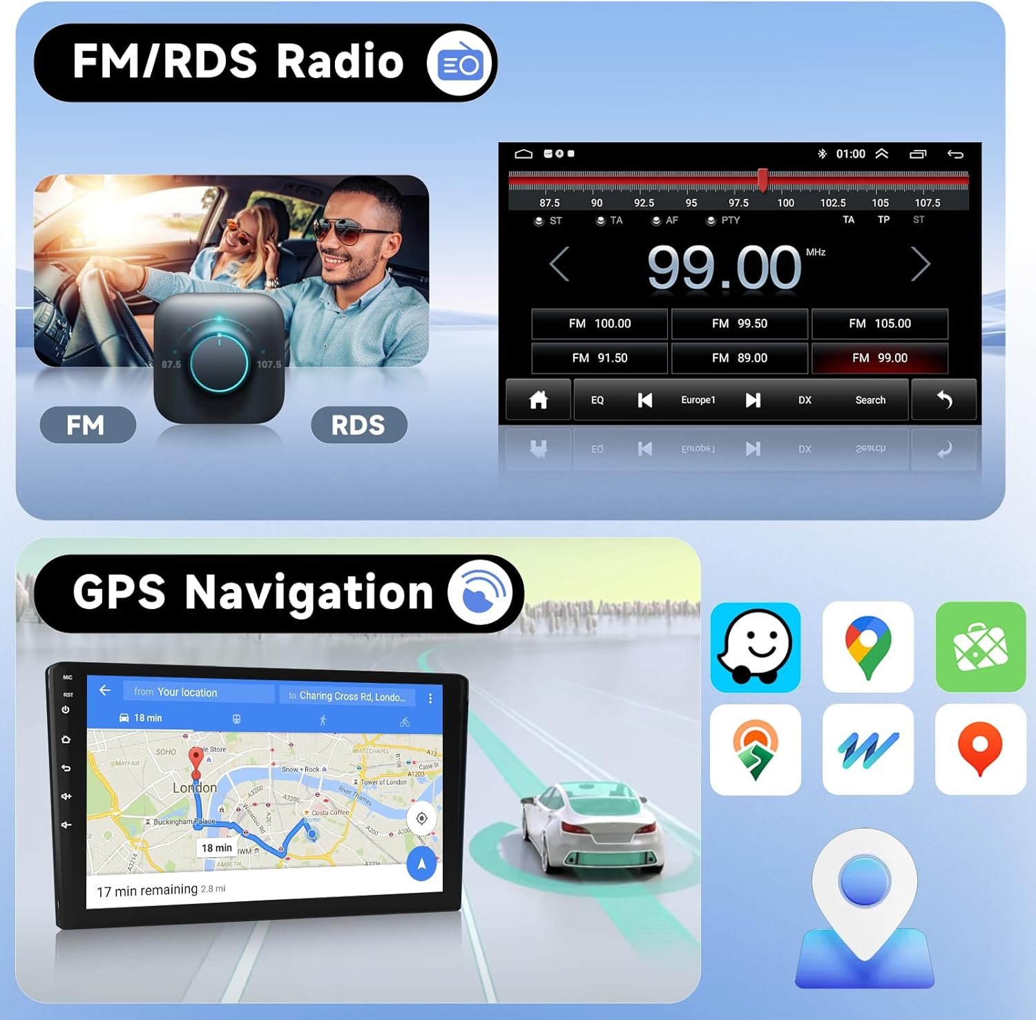 Штатная автомагнитола PODOFO для Opel Vivaro B Renault Trafic Fiat Talento Nissan NV300 / 9" / Сенсорная / 2/64Гб / Apple CarPlay / Android Auto / Bluetooth / WI-FI / GPS / USB, фото №6