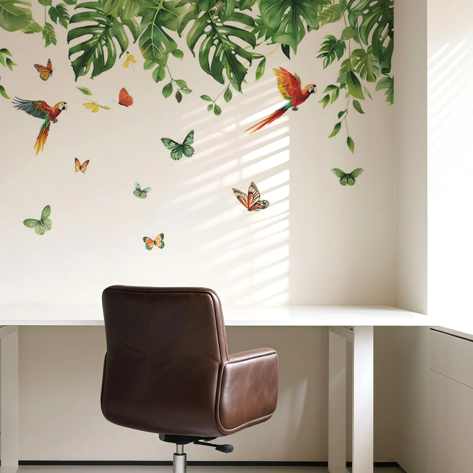 Наклейка на стіну Тропічне листя Рослини Птахи Метелики, фото №3 Наклейка на стіну Тропічне листя Рослини Птахи Метелики, фото №3