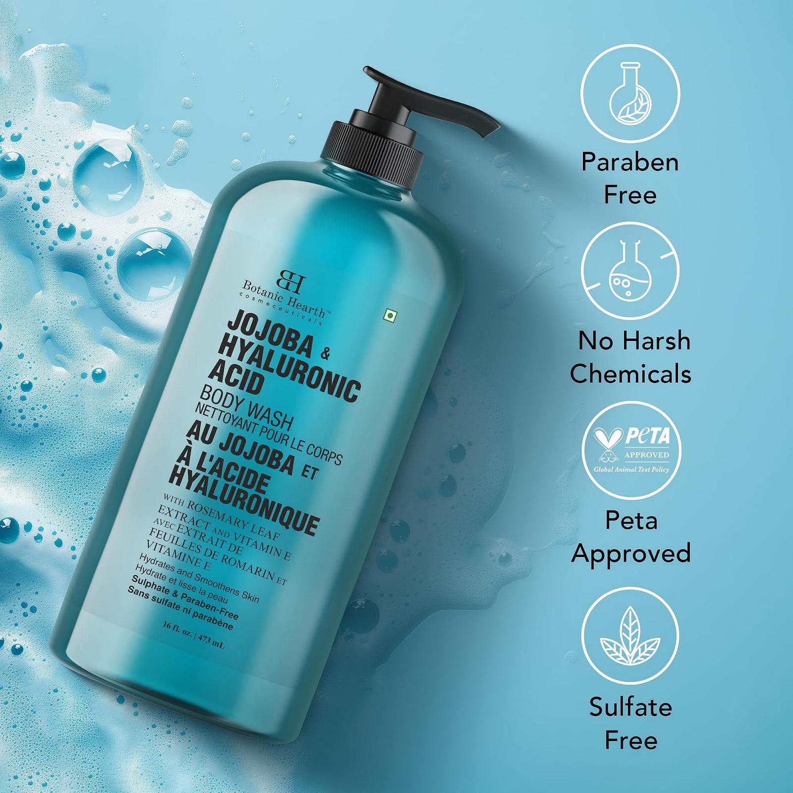 Гель для душу та піна для ванни Botanic Hearth Hyaluronic Acid Jojoba Зволожувальний 473 мл, фото №8