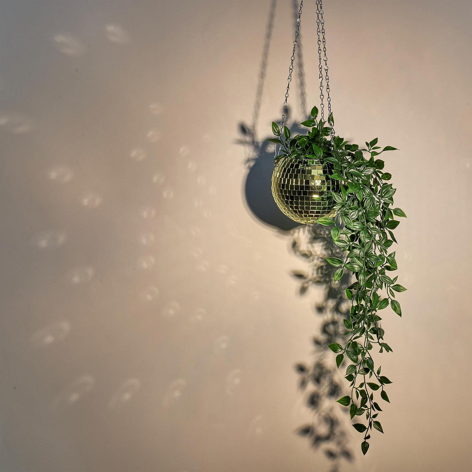 Підвісний горщик для квітів Relaxdays Диско-куля скляний 13 x 15 см Золотистий, фото №2