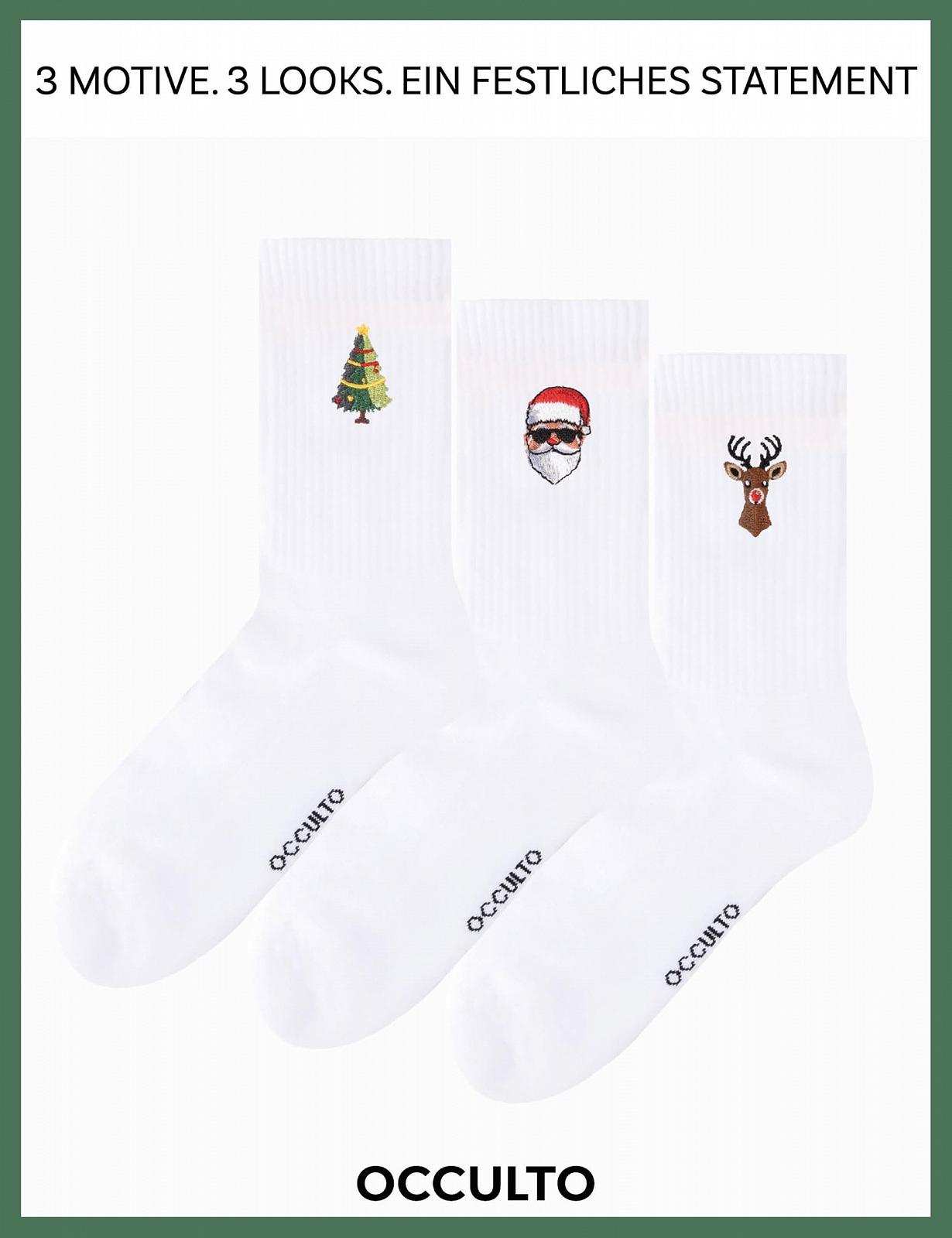 Носки Occulto женские и мужские Рождественские, упаковка 3 шт (Модель: Claus), фото №2