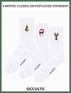 Носки Occulto женские и мужские Рождественские, упаковка 3 шт (Модель: Claus) synthetic.ua - Фото 1