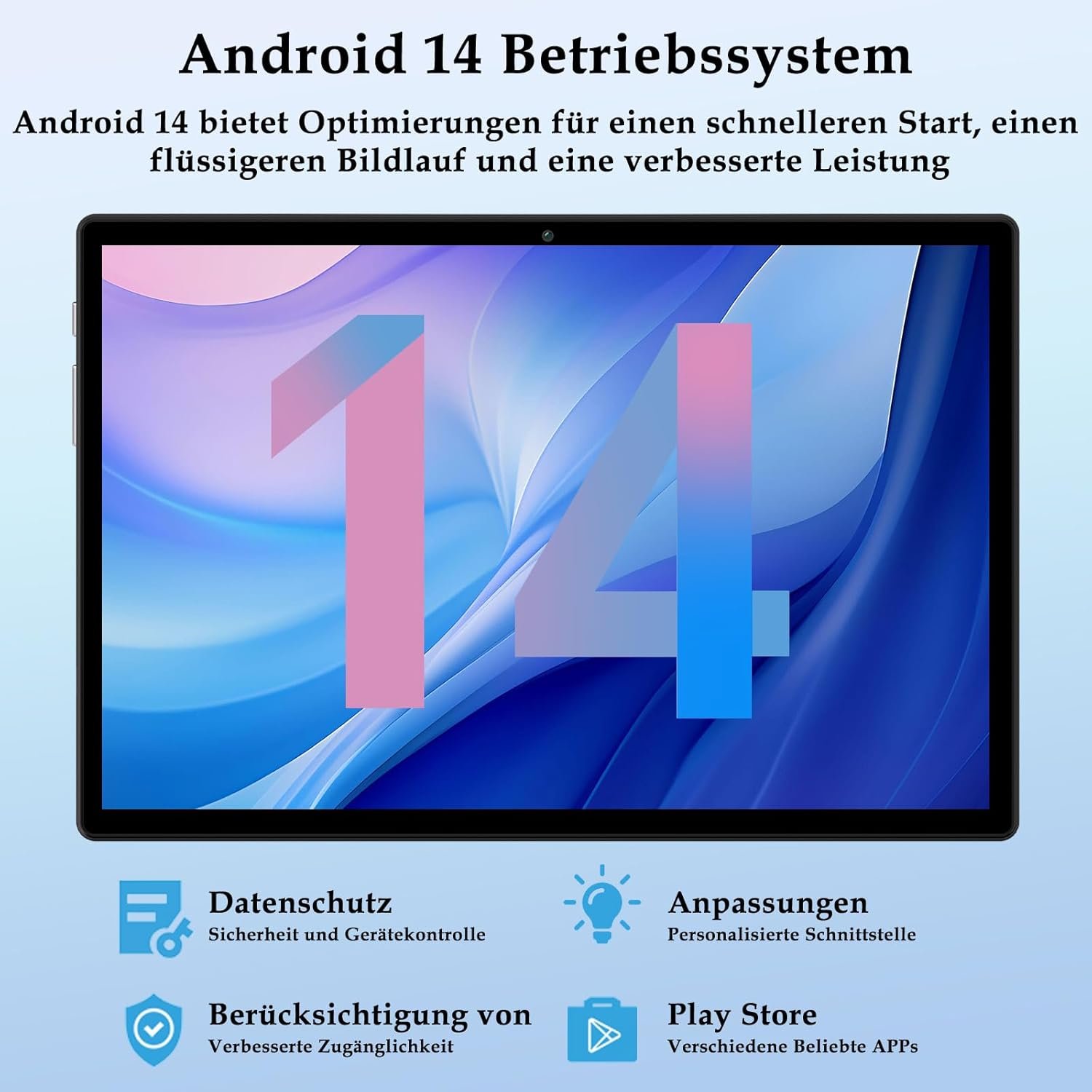 Планшет 10" ZLOVO Z168 6+16/128Gb 8 ядер Android 14 8000 mAh Черный, фото №2