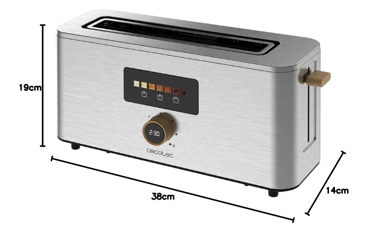 Вертикальний Тостер Cecotec Touch&Toast Extra, 1000 Вт, 24 скибочки хліба, дуже широкий слот 3,5 см, сенсорний екран і цифрове колесо, обробка з нержавіючої сталі, фото №11