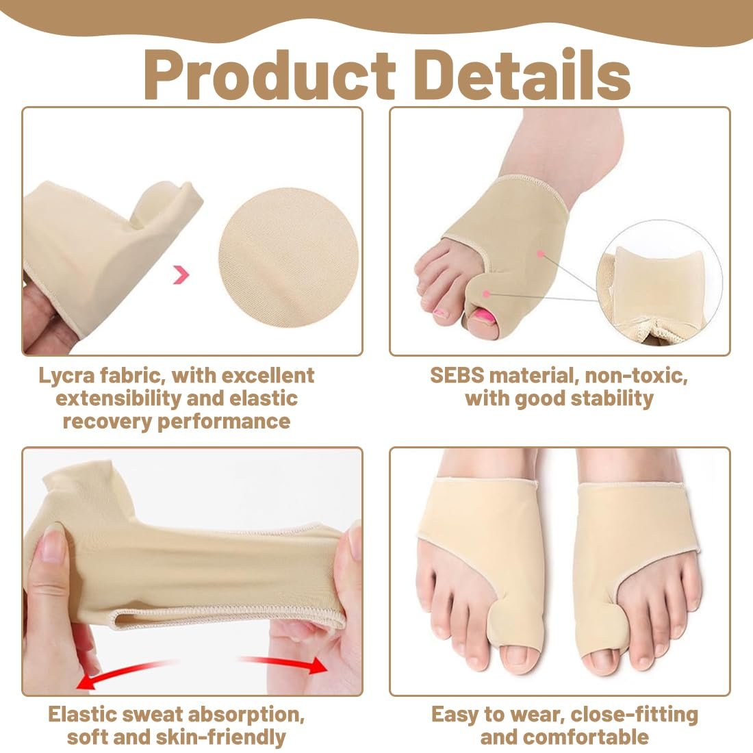 Шкарпетки Hallux Valgus 2 пари, бандаж для корекції Hallux Valgus з подушечками, фото №2