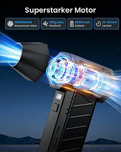 Електрична повітродувка JoyGeek 4 швидкості 160 000 rpm 6000 mAh 9 аксесуарів synthetic.ua - Фото 1