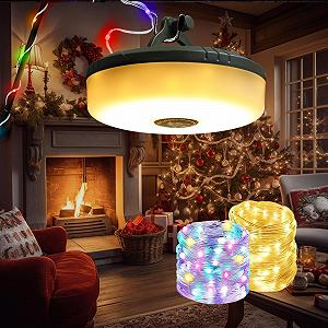 Гирлянда GEYUEYA Home, 10 м, для кемпинга, перезаряжаемая через USB, выдвижная, для рождества, для дома, теплый белый + цветной - Фото 1