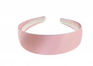 Обруч на голову широкий Glamour Girlz однотонный 4 см Пыльно-розовый - Фото 1