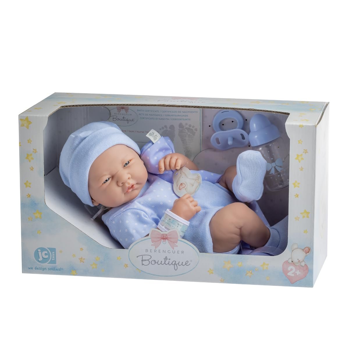 Кукла JC Toys Мальчик Резиновое тело Голубая одежда в горошек 36 см, фото №6