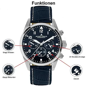 Мужские часы Хронограф JACQUES LEMANS Sport 42 мм 10 ATM с кожаным ремешком или металлическим ремешком 42-2 synthetic.ua - Фото 1