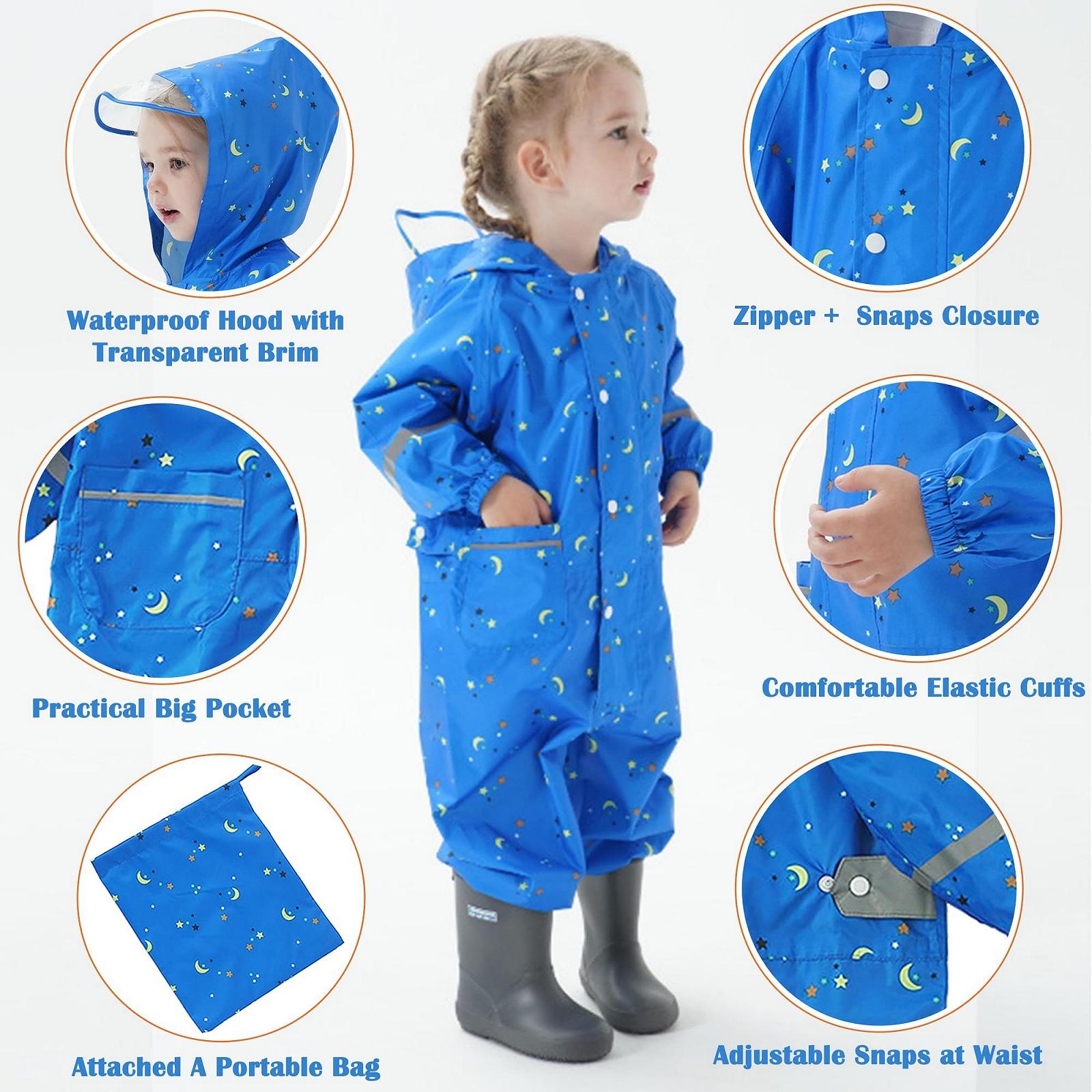 Дитячий дощовий комбінезон для хлопчиків і дівчаток, водонепроникний, фото №3