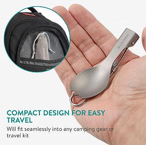 Спорк Navaris Foldable Titan Комплект з 2 - Титан ультралегкий і міцний synthetic.ua - Фото 1