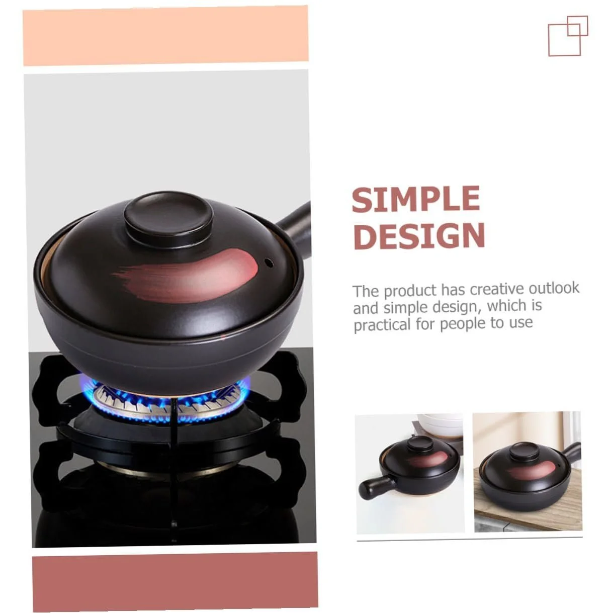 Горшок TOYANDONA Керамический с крышкой Жаростойкий Компактный Нескользящий, фото №4