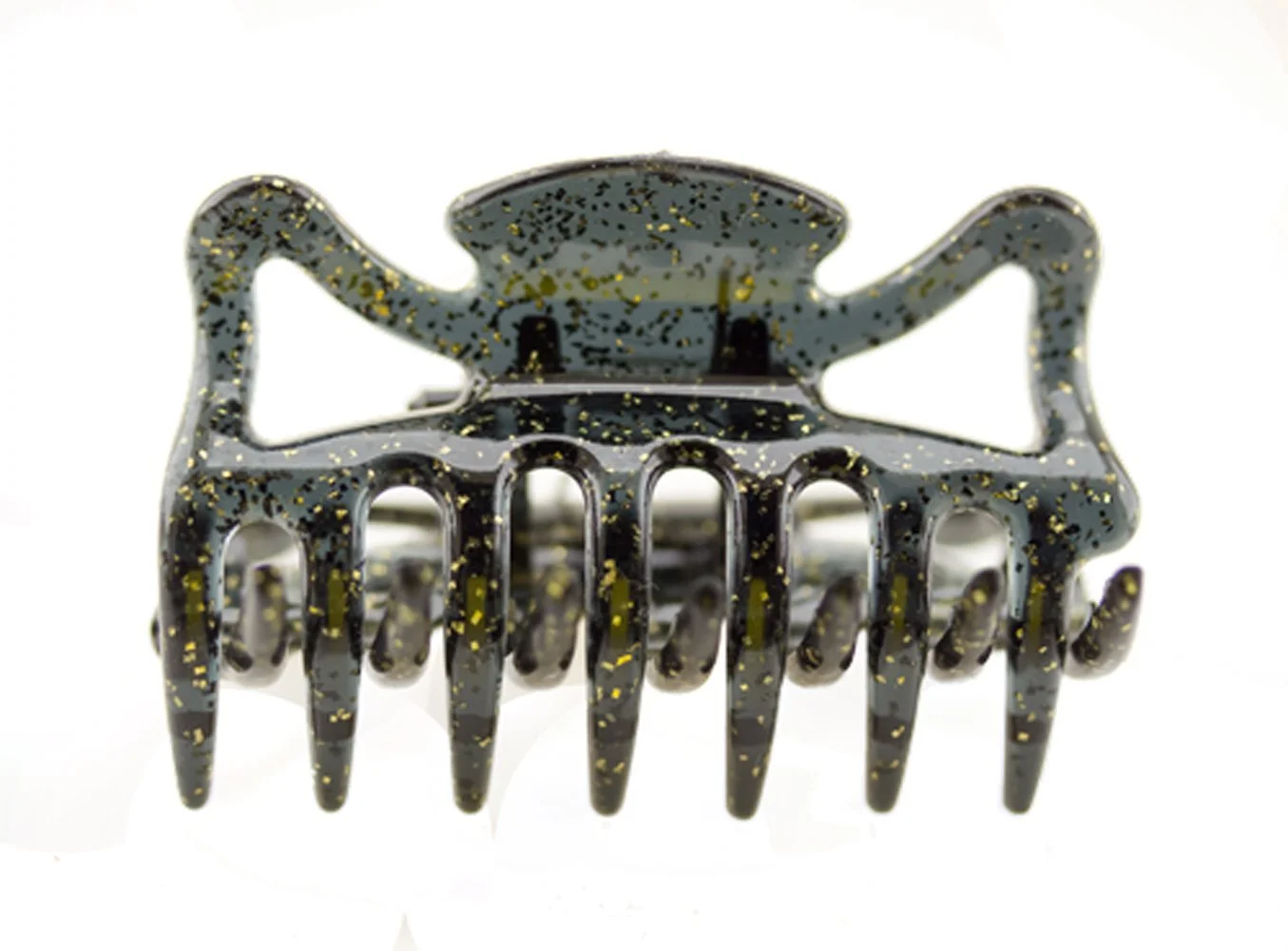 Заколка для волосся WeLoveBeads 6 см Зелений з золотим глітером, фото №1