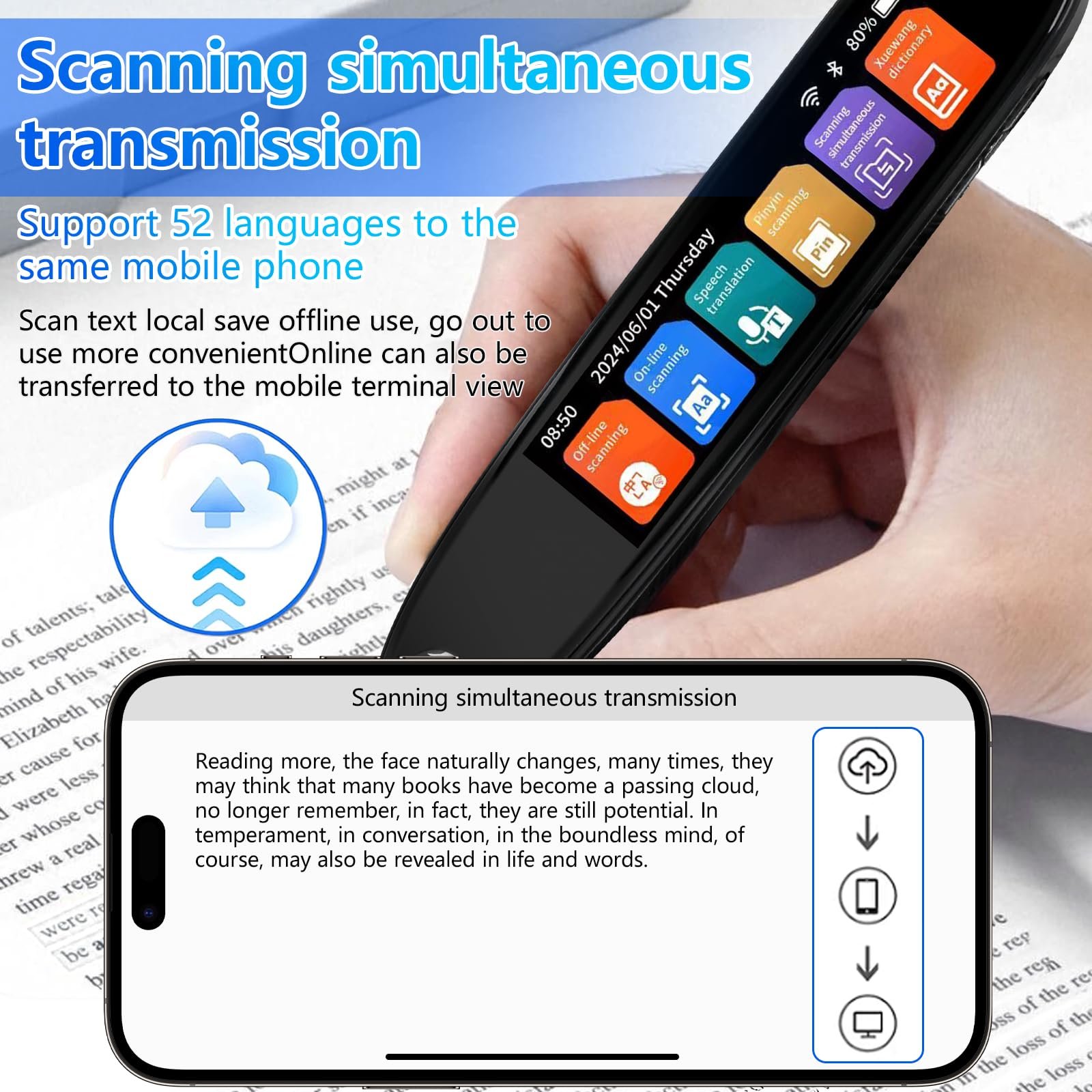 Ручка-перекладач WingFly Scan, онлайн 142 мови, 3,7-дюймовий сенсорний екран, фото №3 Ручка-перекладач WingFly Scan, онлайн 142 мови, 3,7-дюймовий сенсорний екран, фото №3