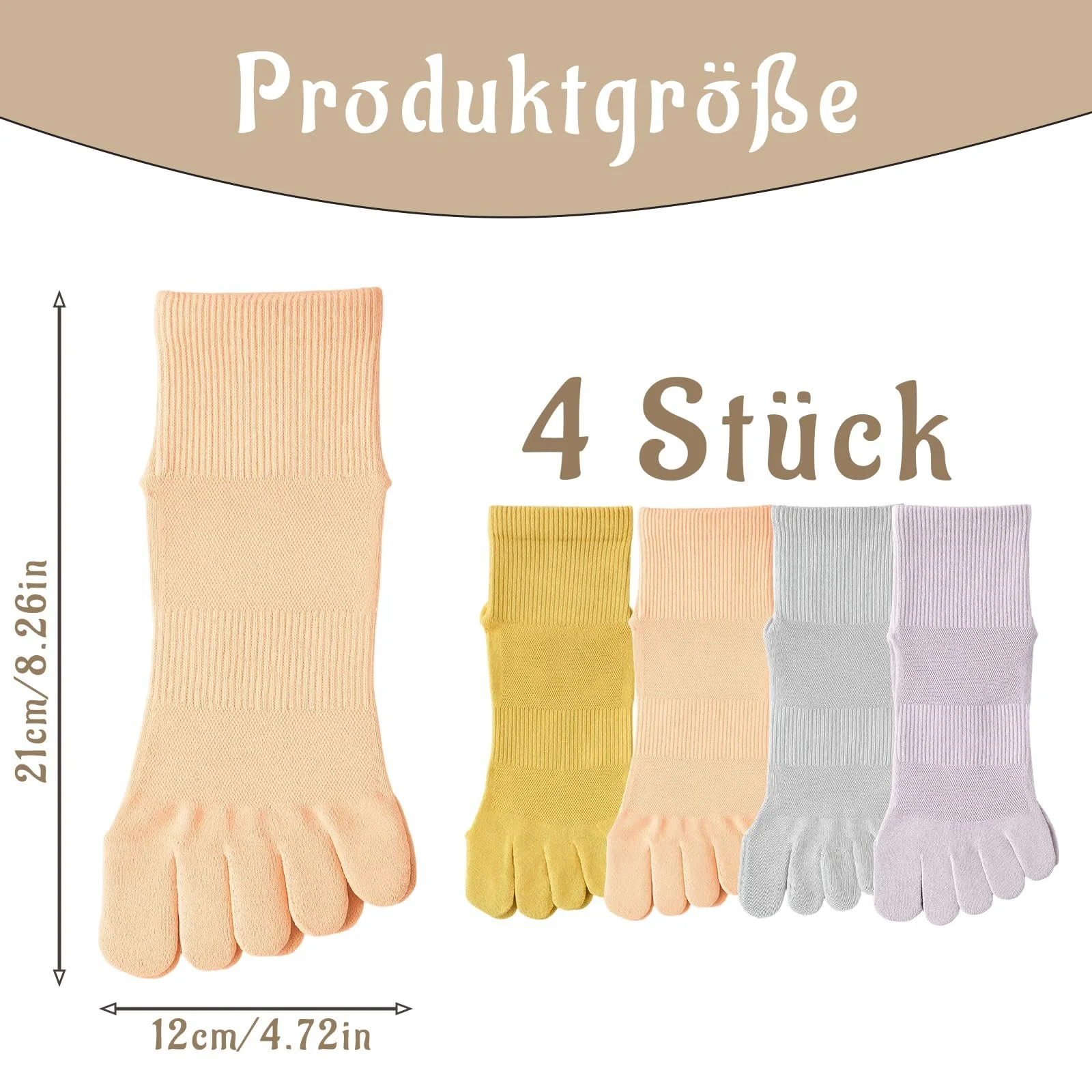 Жіночі шкарпетки для пальців ніг Бавовняні 4 пари Розмір 39-42, фото №2