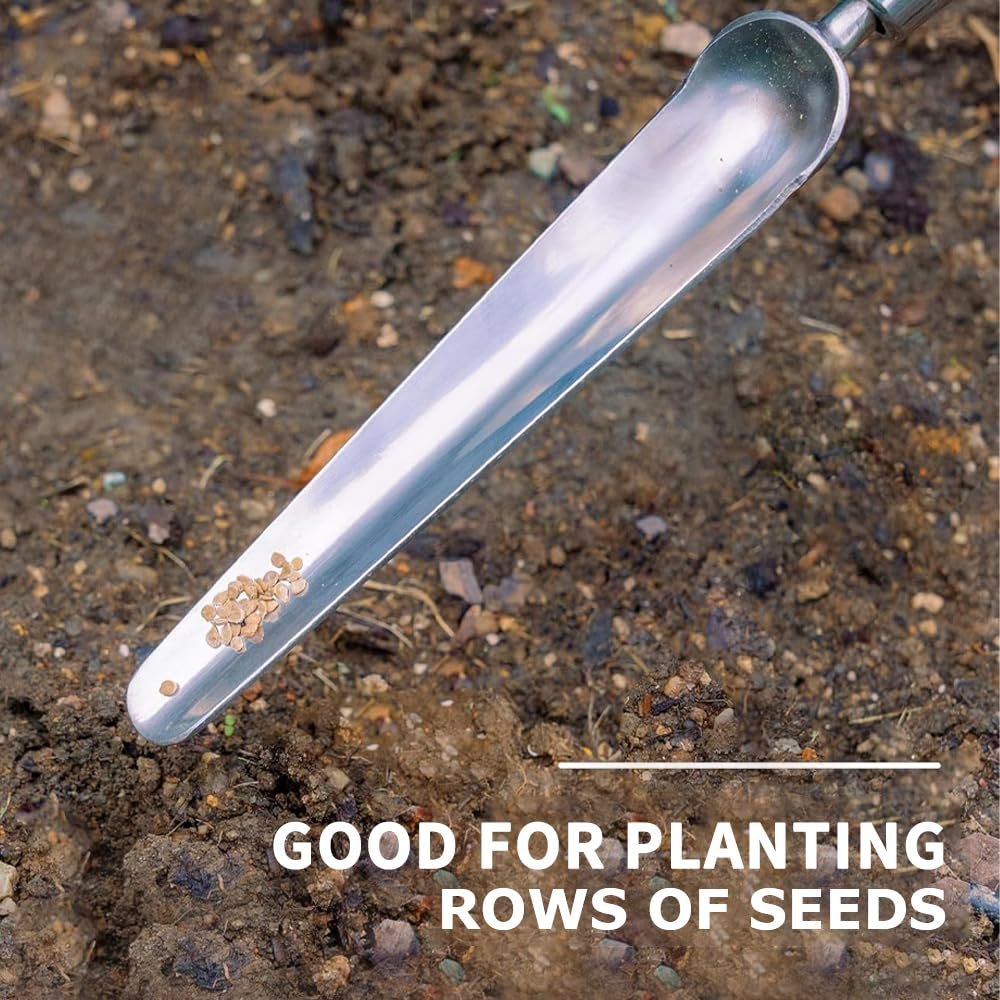 Лопата совковая посадочний Вузький, 1 шт, Нержавіюча сталь, з дерев'яною ручкою, для пересадки, прополки, садівництва, посадки, копання та різання. Розміри: 370 мм, фото №6