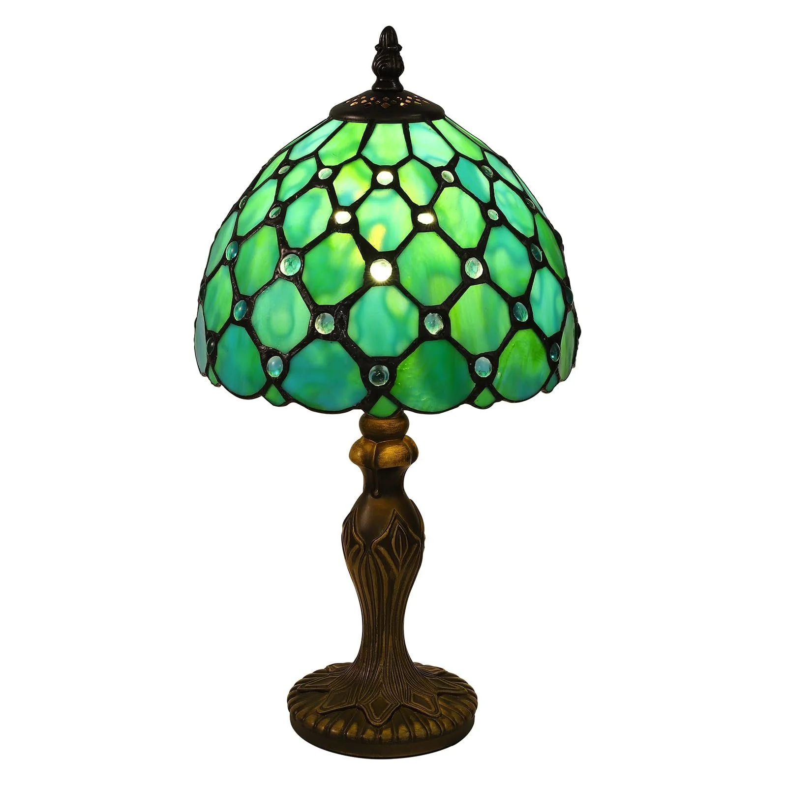 Настільна лампа Tiffany Retro Vintage Handcraft Glass Lampshade E27 LED Блакитна, фото №1