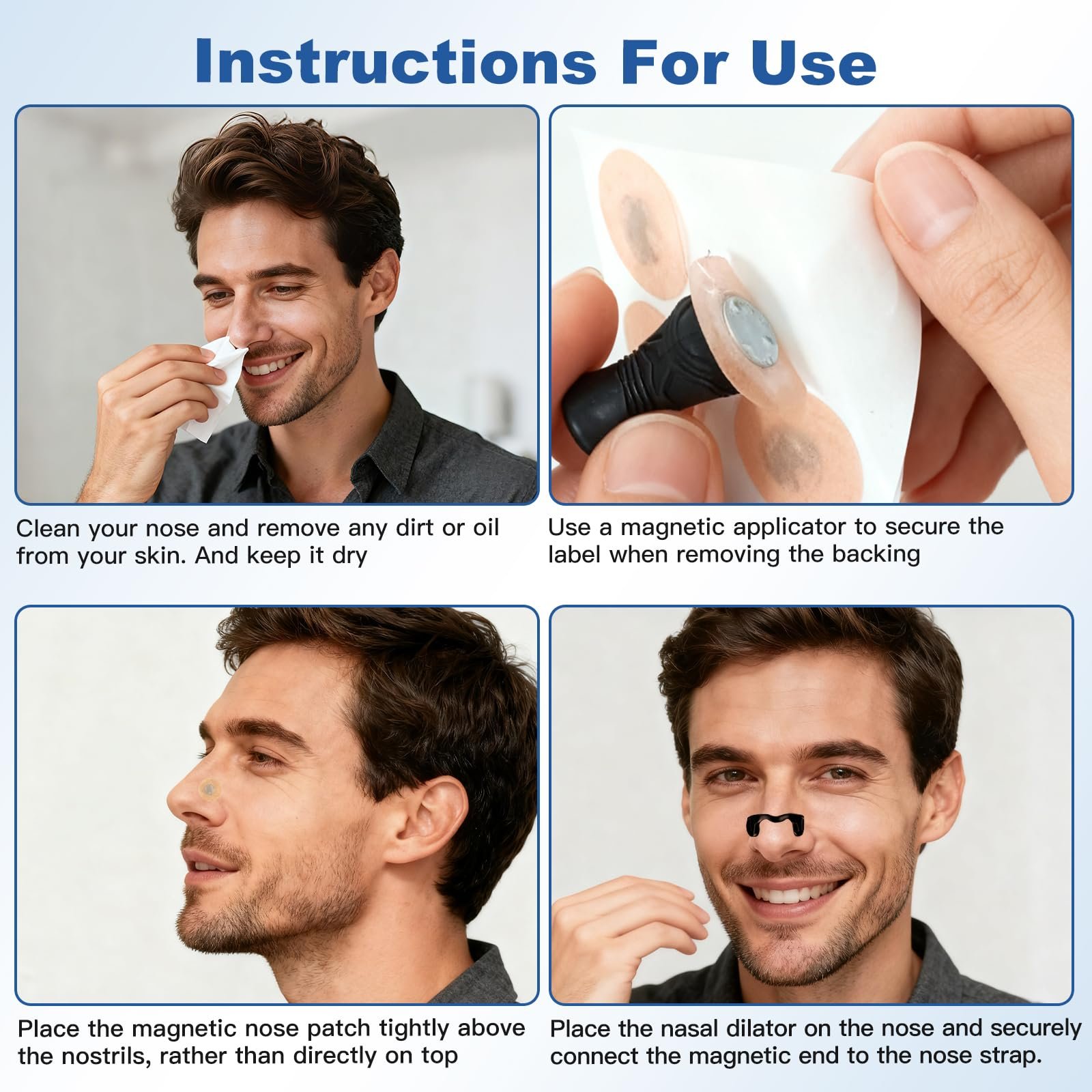 Смужки на ніс магнітні 60 шт (30 пар) проти хропіння для покращення дихання та сну, фото №5