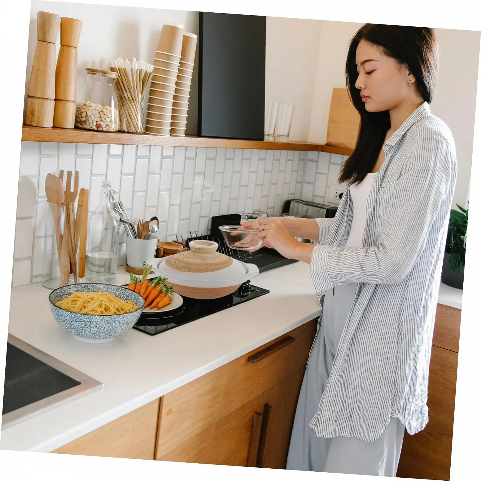 Керамічна каструля термостійка глиняна для рису та курки антипригарна японський стиль, фото №4