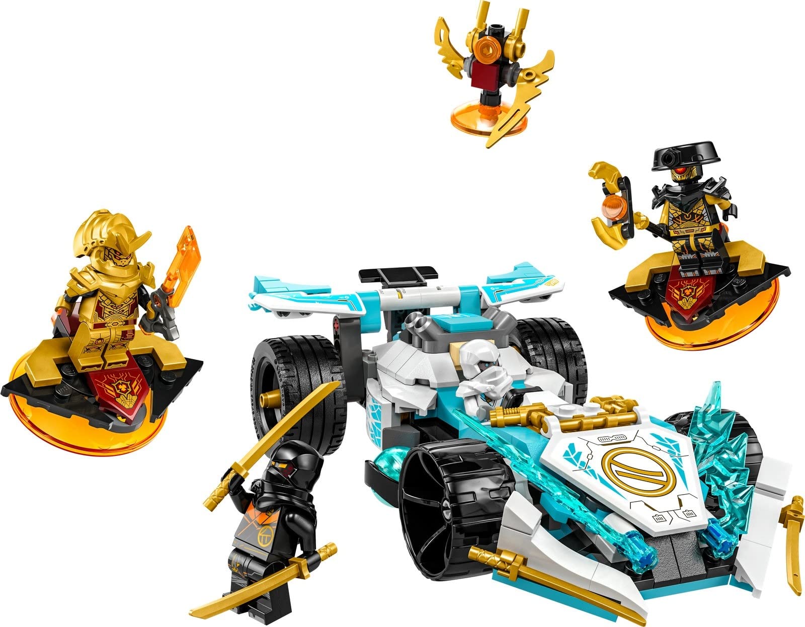 Набор Lego Ninjago из 4 частей 71797 Ниндзя Летающий Корабль в Гонке со Временем, 71794 Тренировочные Мехи Ллойда и Арина, 71791 Спинджитсу Гоночный Автомобиль Зейна Мощь Дракона и Полибег Костюм Ллойда, фото №4