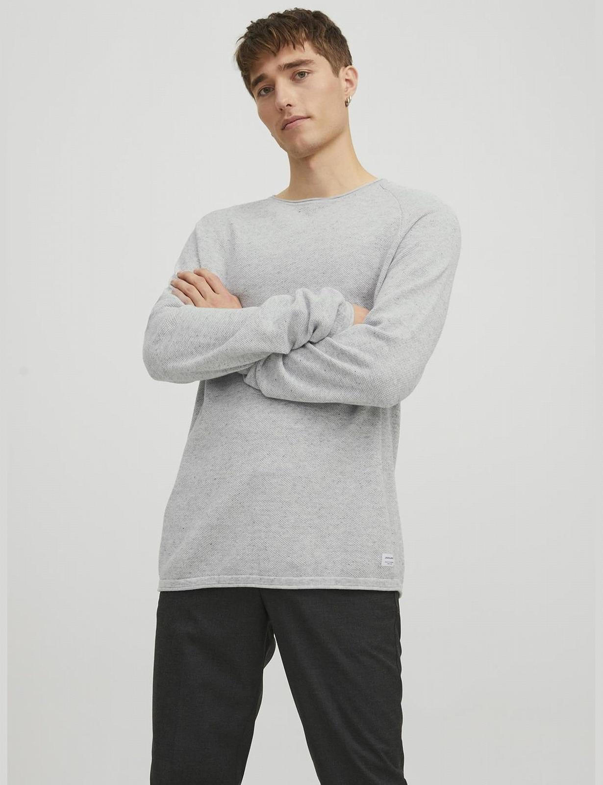 Джемпер JACK & JONES JJEHILL Чоловічий в'язаний, з круглим вирізом, базовий, з довгими рукавами, бавовняна сорочка, фото №4