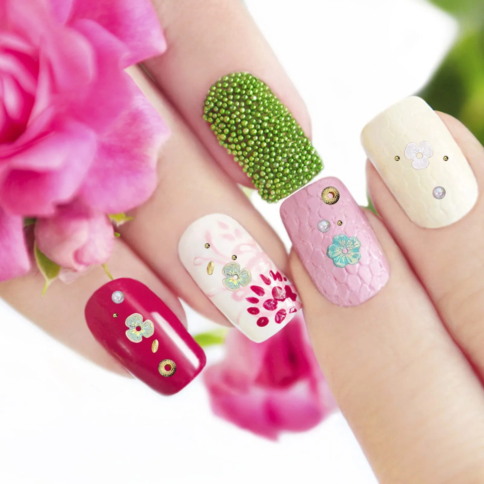 Украшения для ногтей Цветы-подвески 4шт, фото №3