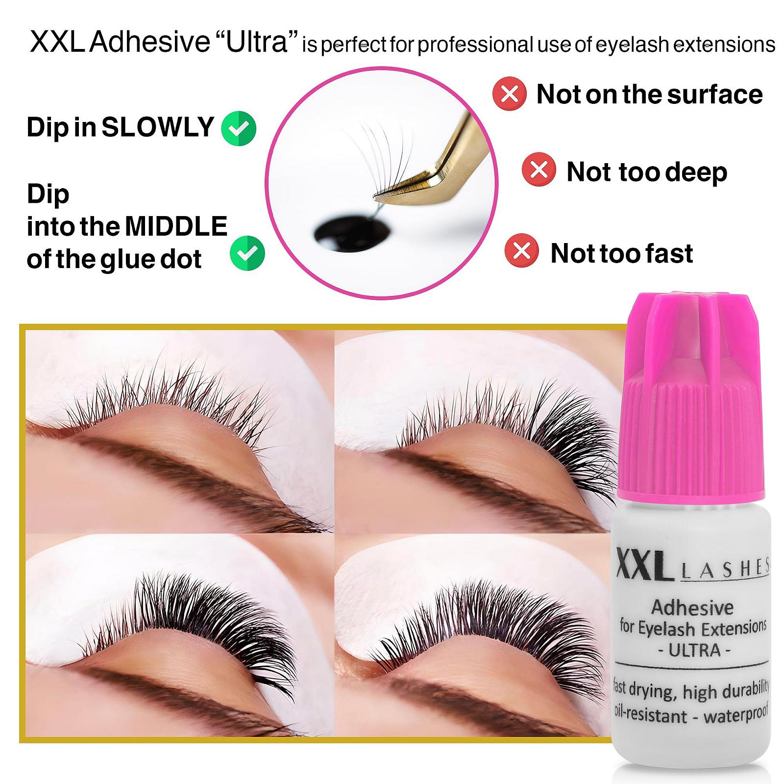 Клей для вій XXL Lashes xD "Ultra" Маслостійкий Висока міцність Швидковисихаючий Водостійкий Придатний для об'ємної техніки 5 мл, фото №4