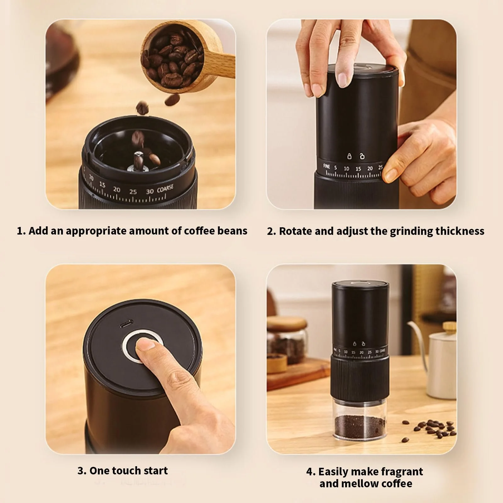 Ручна кавомолка Ефективна кавомолка ABS-текстура для легкого помелу на відкритому повітрі, фото №6 Ручна кавомолка Ефективна кавомолка ABS-текстура для легкого помелу на відкритому повітрі, фото №6