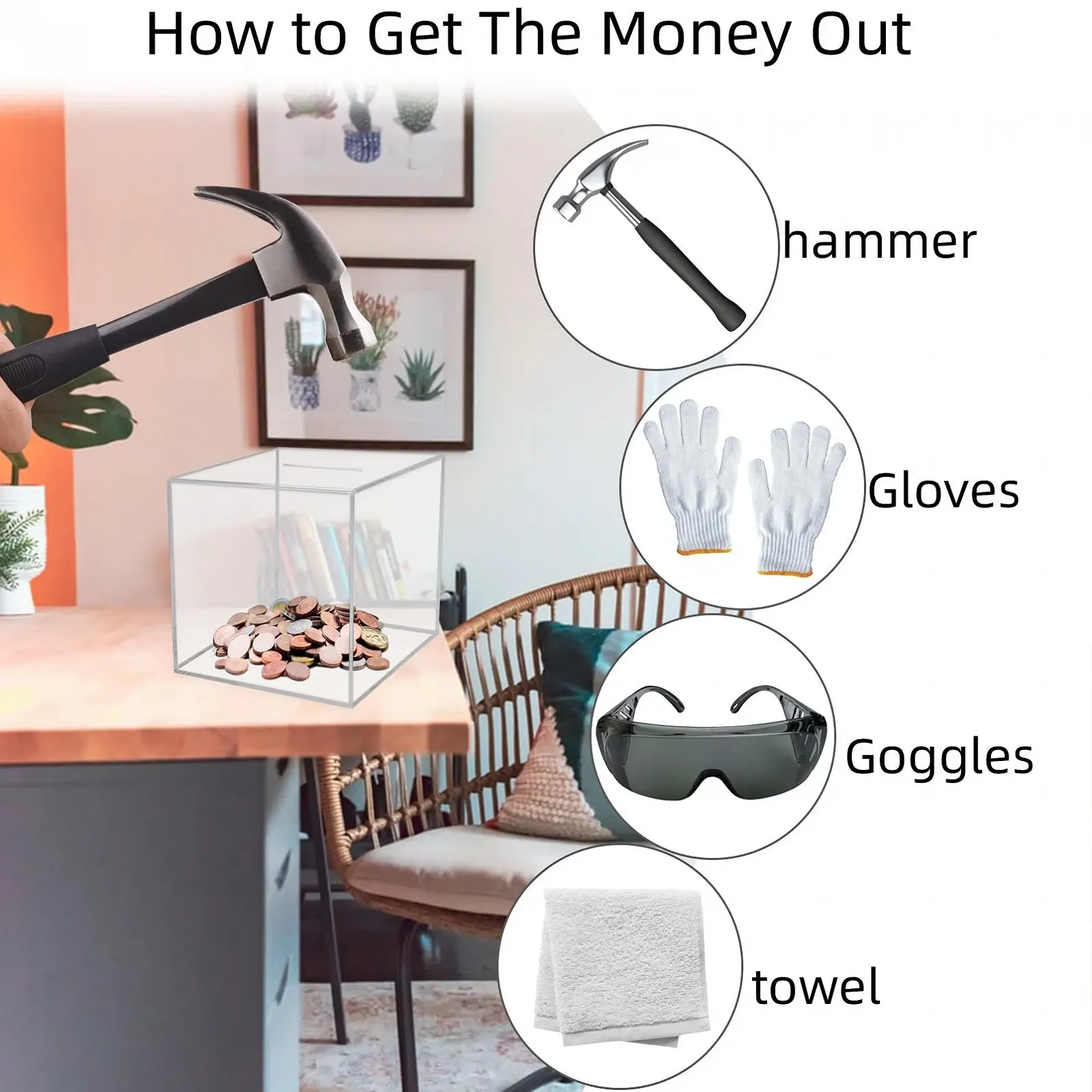 Скарбничка Clear Acrylic прозора акрилова для дорослих та дітей, фото №5