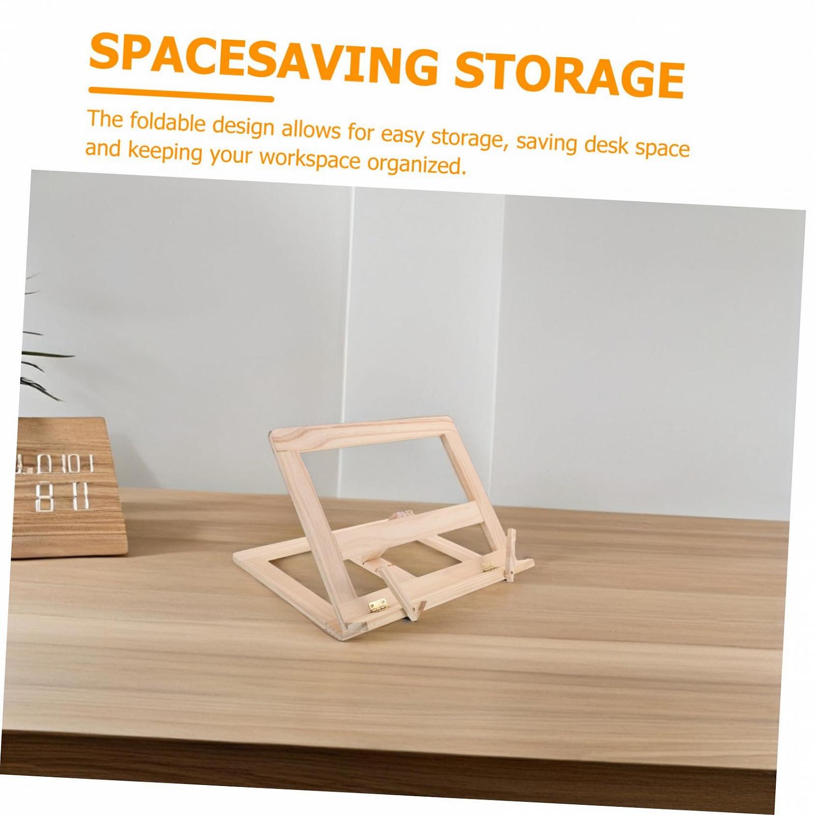 Регульована Дерев'яна Підставка для Книг Ергономічна з Бічним Тримачем Складна, фото №8