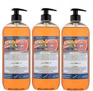 Гель для душу та шампунь 2 в 1 Sweet Orange & Cedarwood Прозорий Набір із 3 шт з помпою 1 л - Фото 1