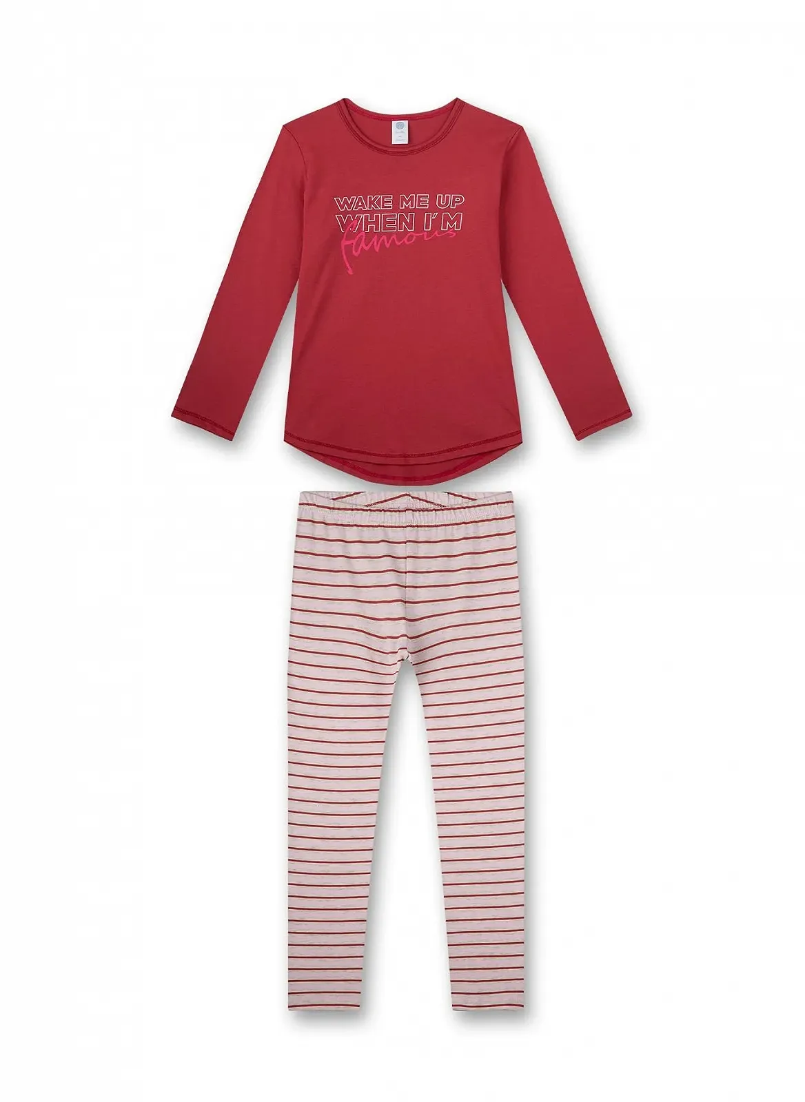 Піжама Sanetta для дівчат, червона, зручна, довгий комплект, фото №1 Піжама Sanetta для дівчат, червона, зручна, довгий комплект, фото №1