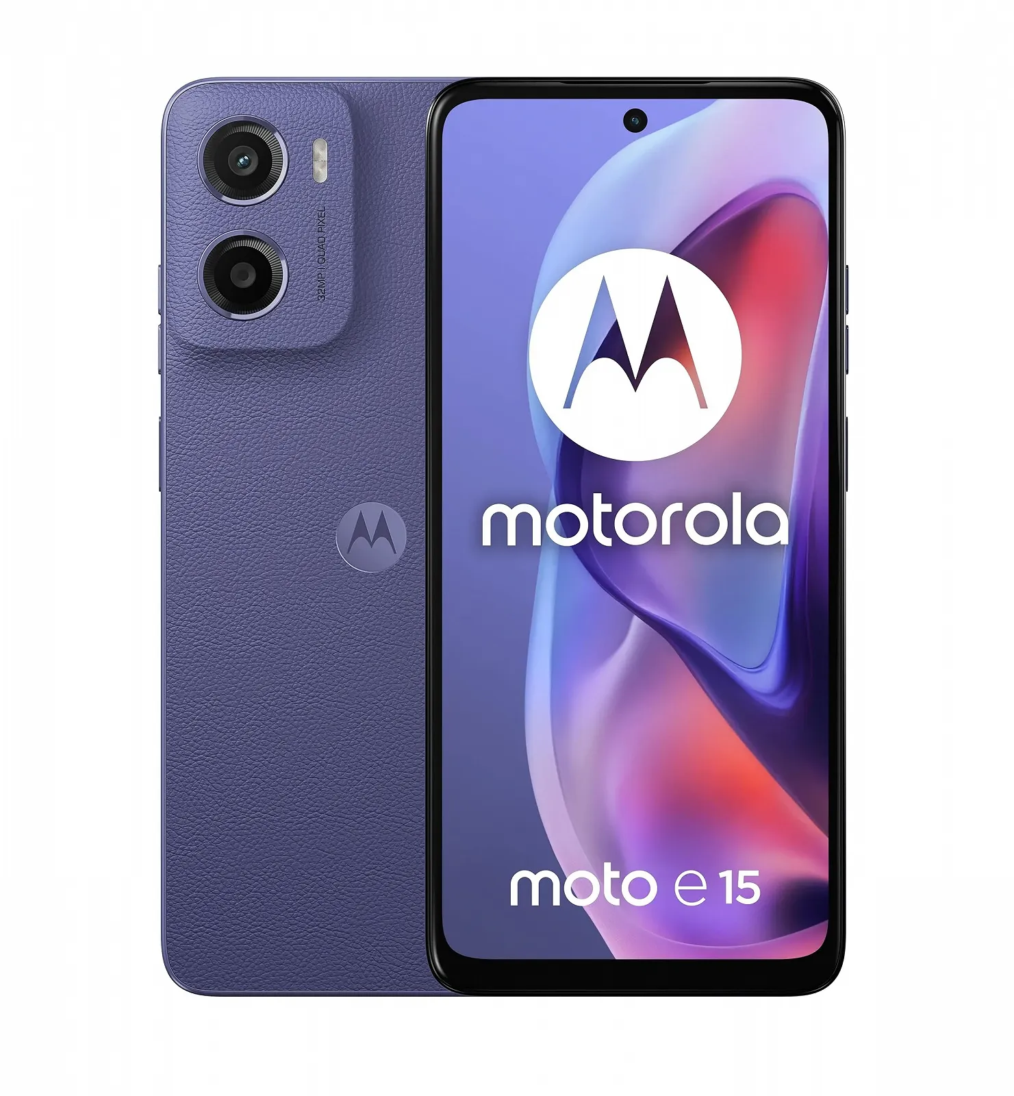 Смартфон Motorola Moto E15 2/64 GB 32 Мп Camera + Flicker Protection 6.67 дюйма HD+ Display 90 Гц 5200 мАг MediaTek Helio G81 Extreme Android 14 Go Edition Lavender, фото №1